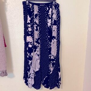 Multiples Black and White Floral Skirt with polka dots